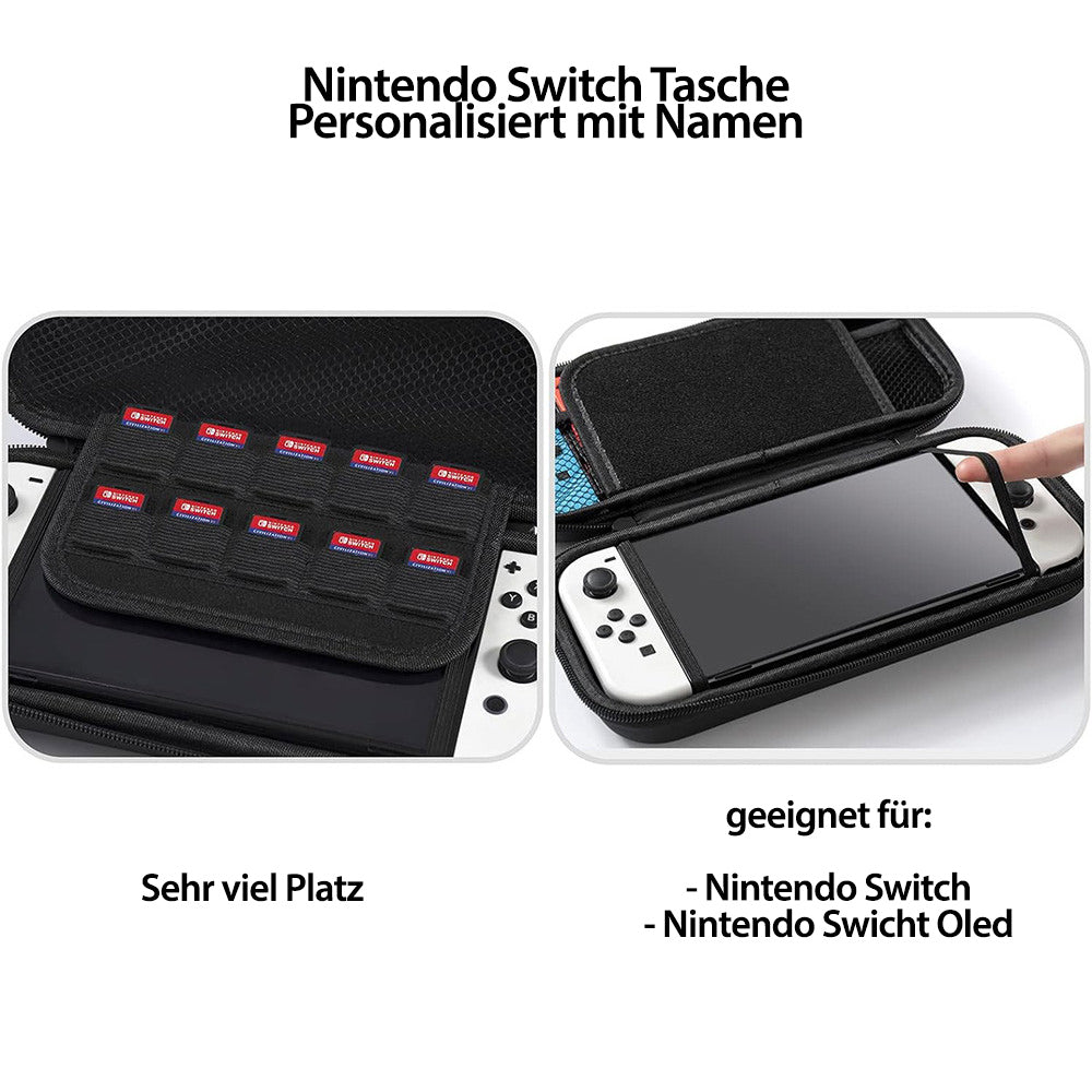 Switch Tragetasche personalisiert mit Name Kompatibel Nintendo Switch und Switch OLED-Konsole Schutzhülle Tasche mit viel Platz für Spiele Besuche den Bl4ckPrint-Store