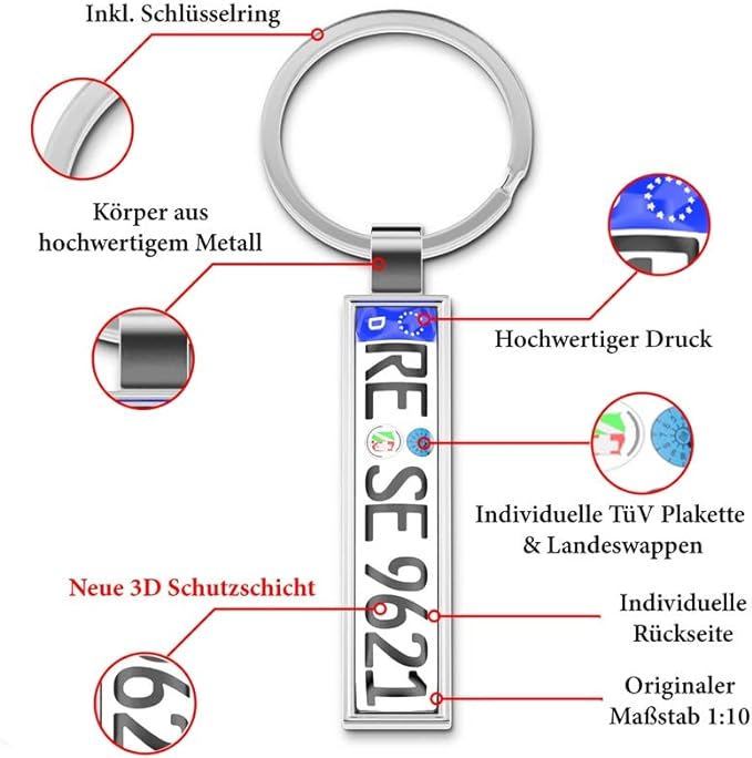 Personalized license plate keychain with optional mini license plate gift box
