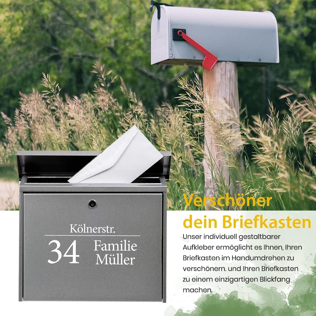 Adesivo per cassetta postale, numero civico, cognome personalizzato, nome della via per la cassetta postale