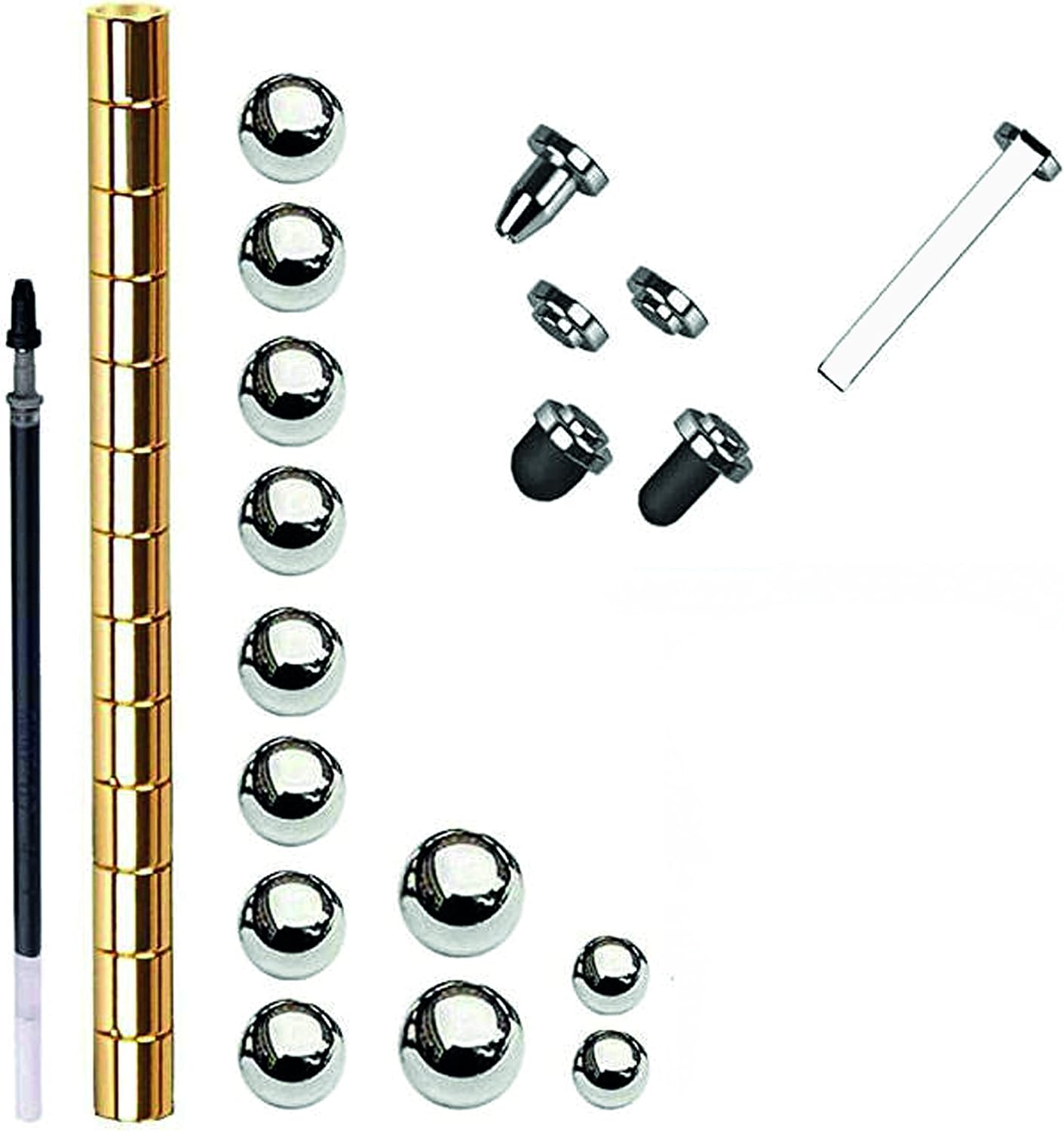 Fidget Pen Magnet Stift (13 Ringe, 12 Kugeln) Gravity Pen auswechselbare Mine