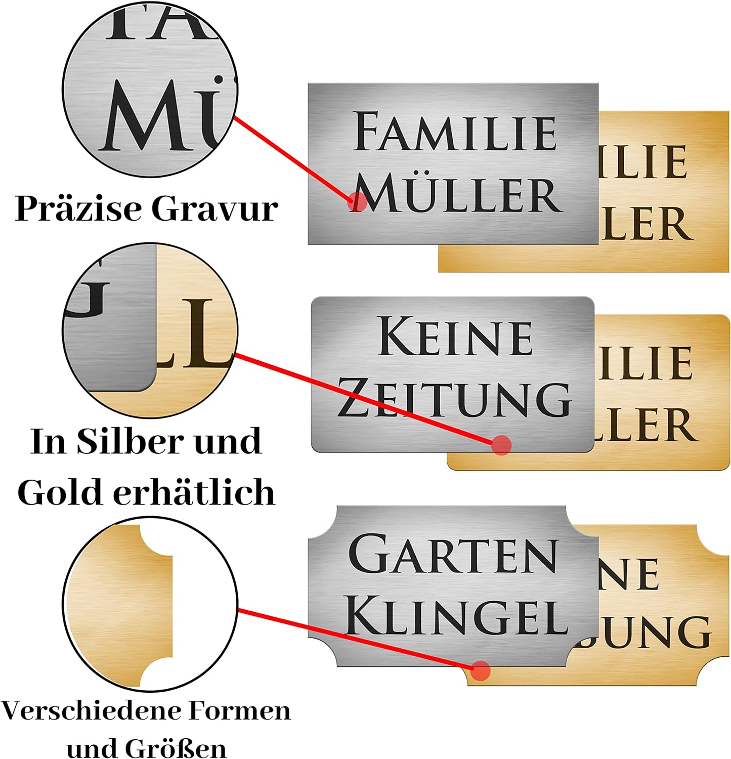 2x Klingelschild selbstklebend Briefkastenschild - Briefkasten Namensschild