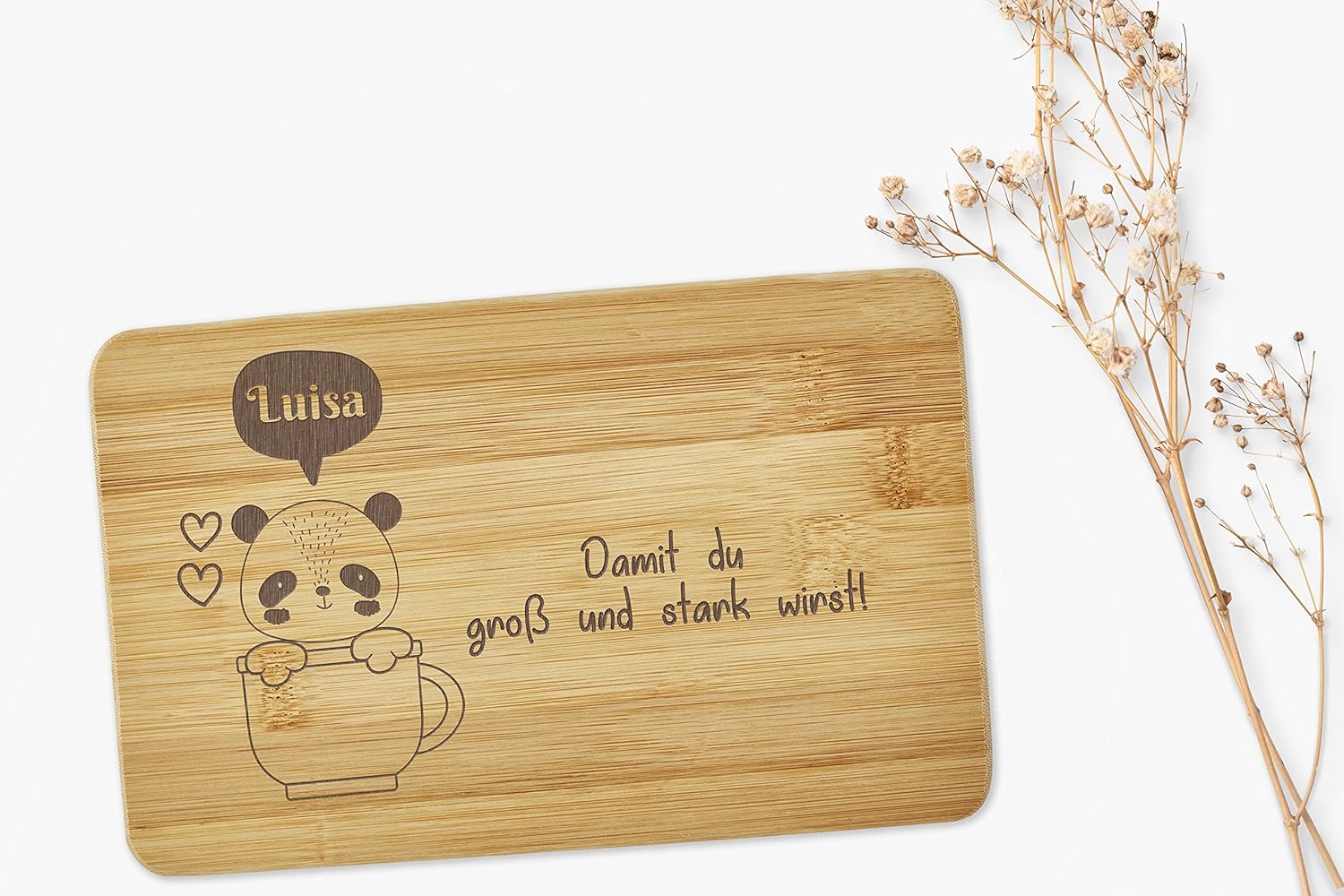 Children's breakfast board can be personalized with a name