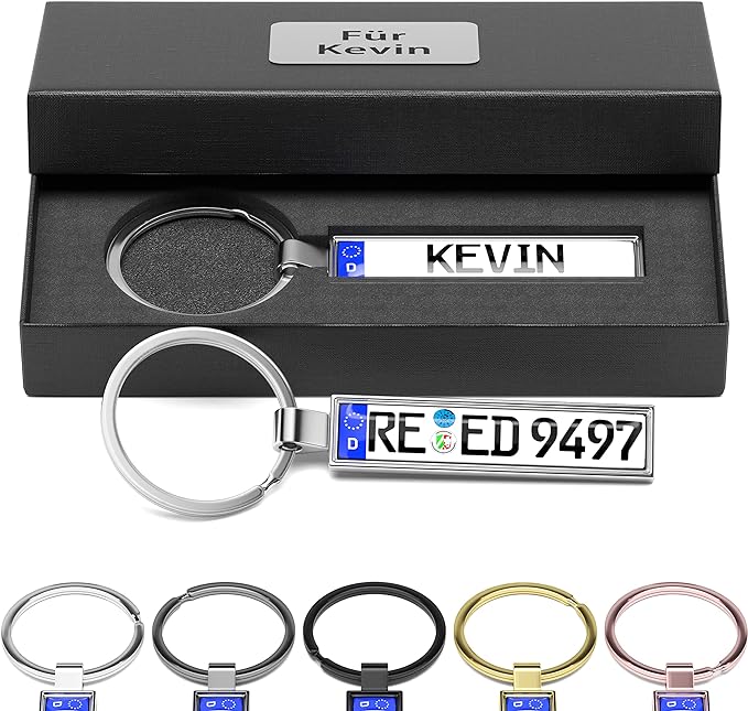 Personalized license plate keychain with optional mini license plate gift box
