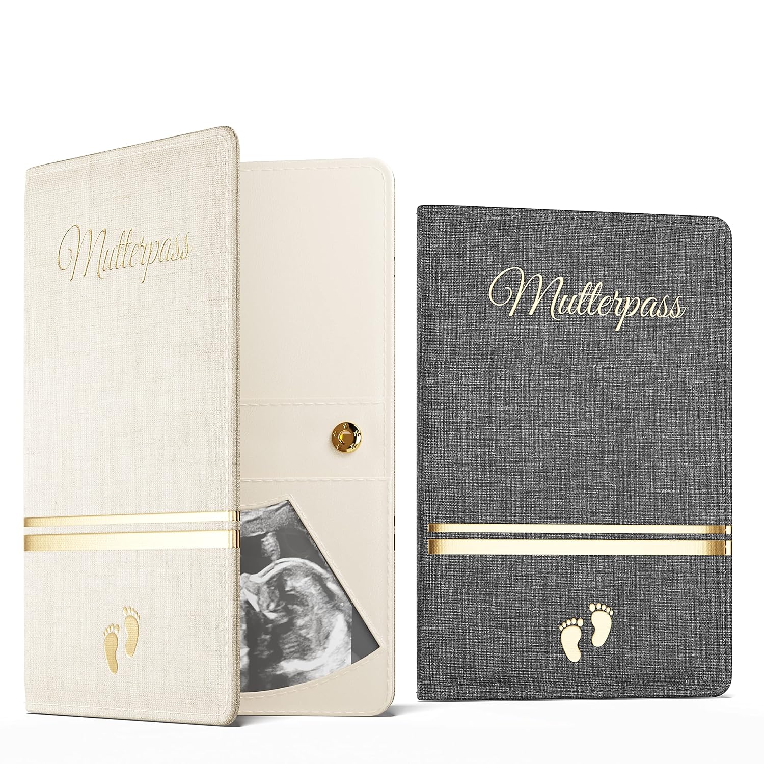 Mutterpasshülle aus Kunstleder Organizer für Impfpass Mutterpass Ultraschallbilder mit vielen Fächern