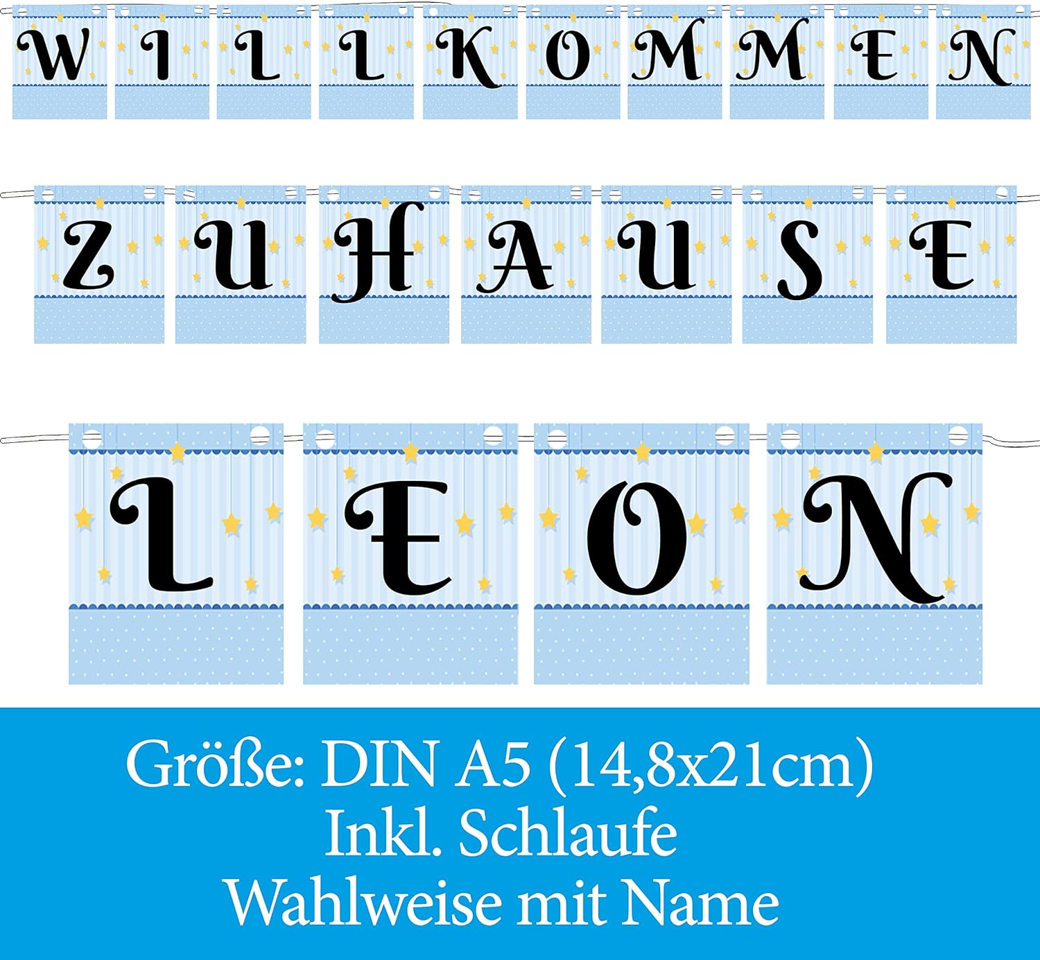 Willkommen Zuhause Baby Shower - Herzlich Willkommen Girlande wahlweise mit Name zur Geburt