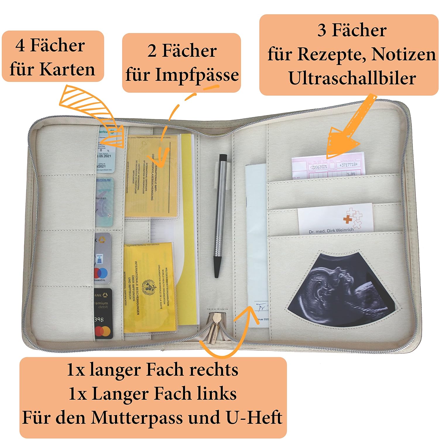 Mama Mutterpasshülle U-Heft Kunstleder 12 Fächer