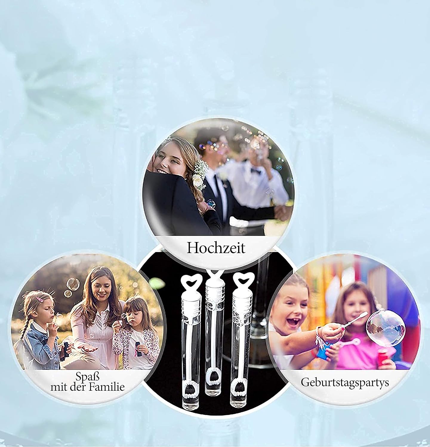 Set of 24 customizable soap bubble tubes - label with name and date - with bubble liquid