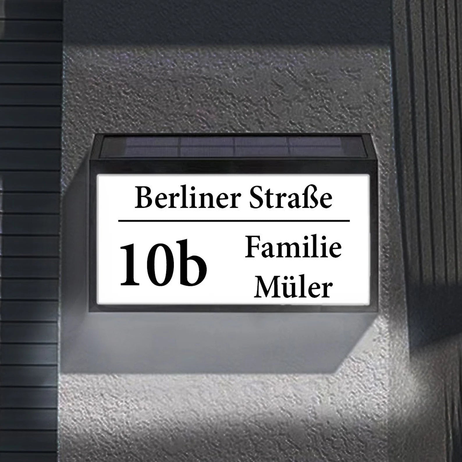 Beleuchtete Solar Hausnummer Personalisiert Hausnummernleuchte Hausnummernschild mit 10 LEDs