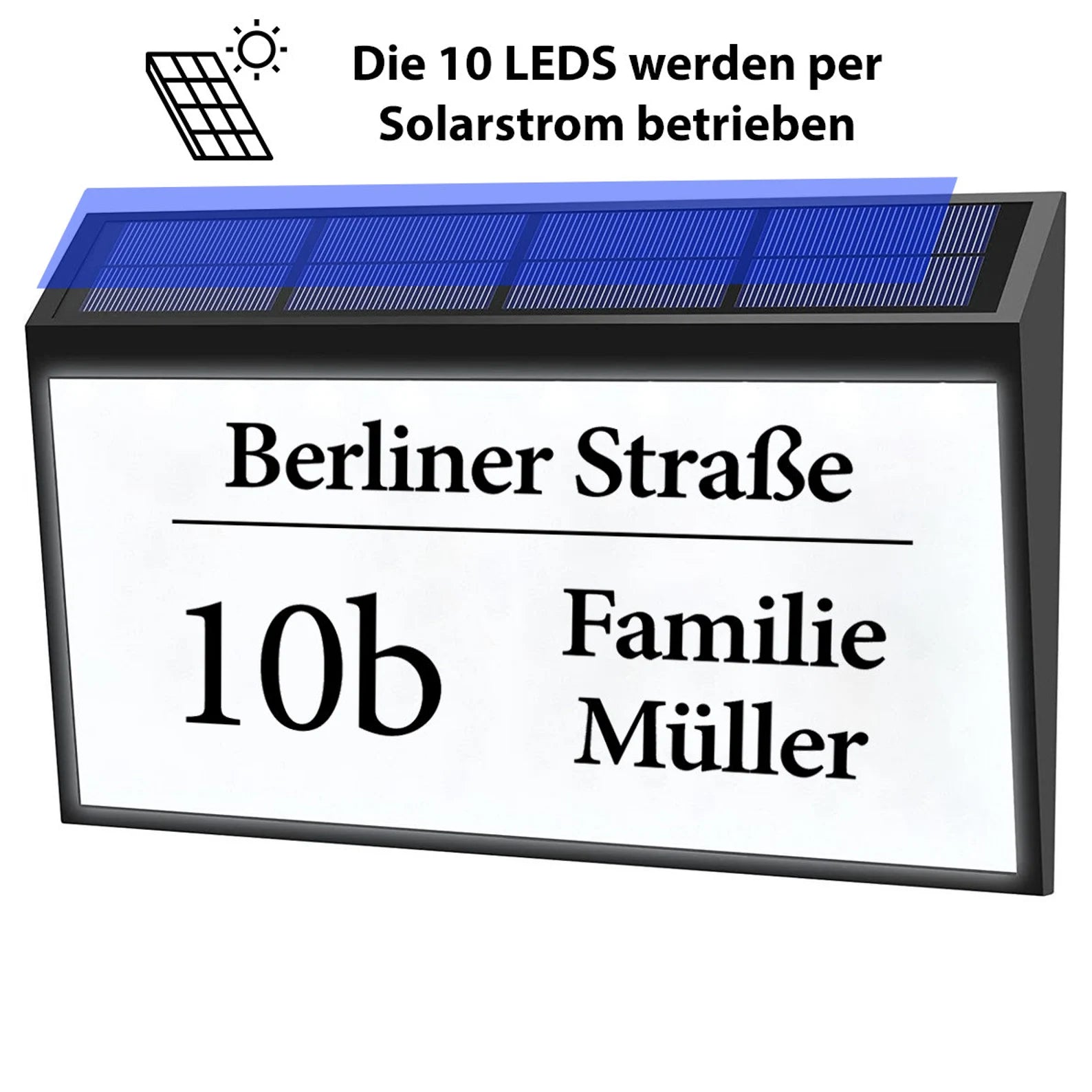 Beleuchtete Solar Hausnummer Personalisiert Hausnummernleuchte Hausnummernschild mit 10 LEDs