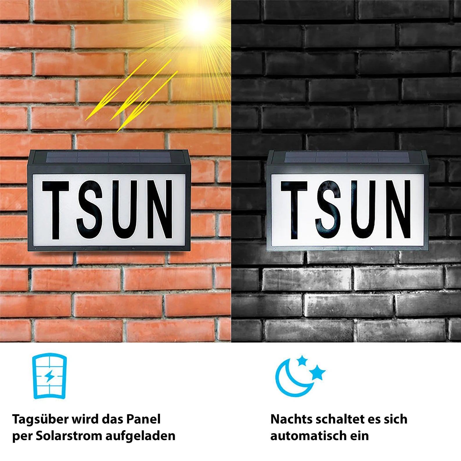 Beleuchtete Solar Hausnummer Personalisiert Hausnummernleuchte Hausnummernschild mit 10 LEDs