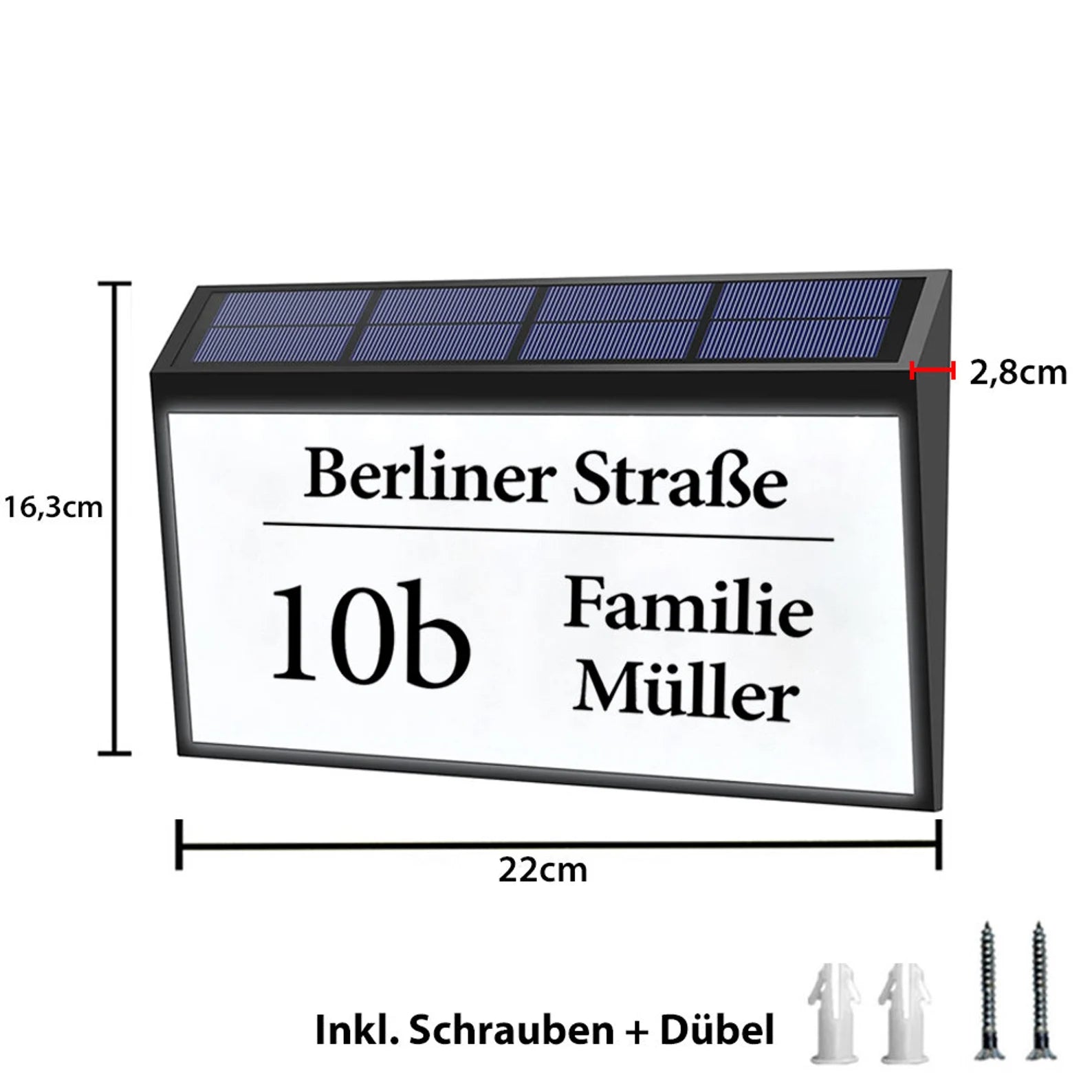 Beleuchtete Solar Hausnummer Personalisiert Hausnummernleuchte Hausnummernschild mit 10 LEDs