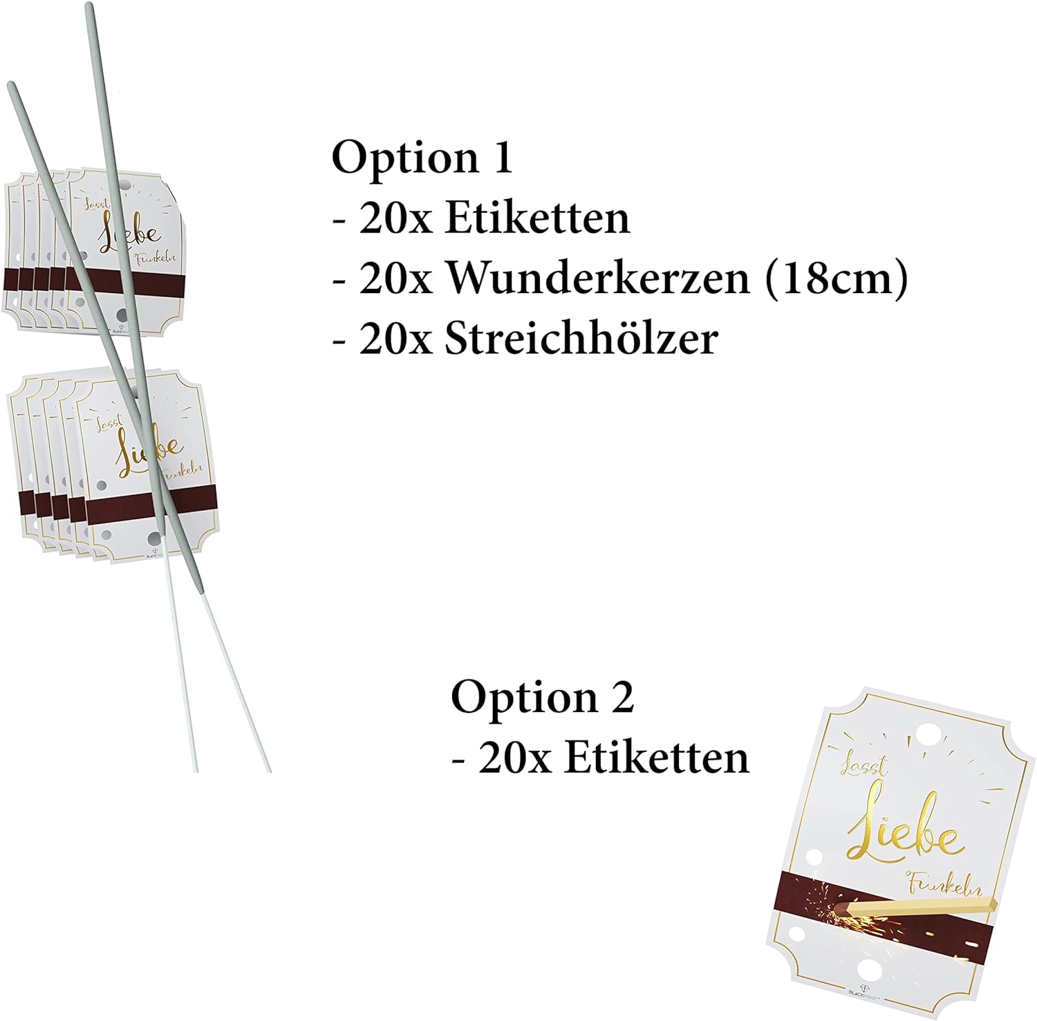 20x Wunderkerzen Anhänger mit Zündstreifen | Gastgeschenk Hochzeit