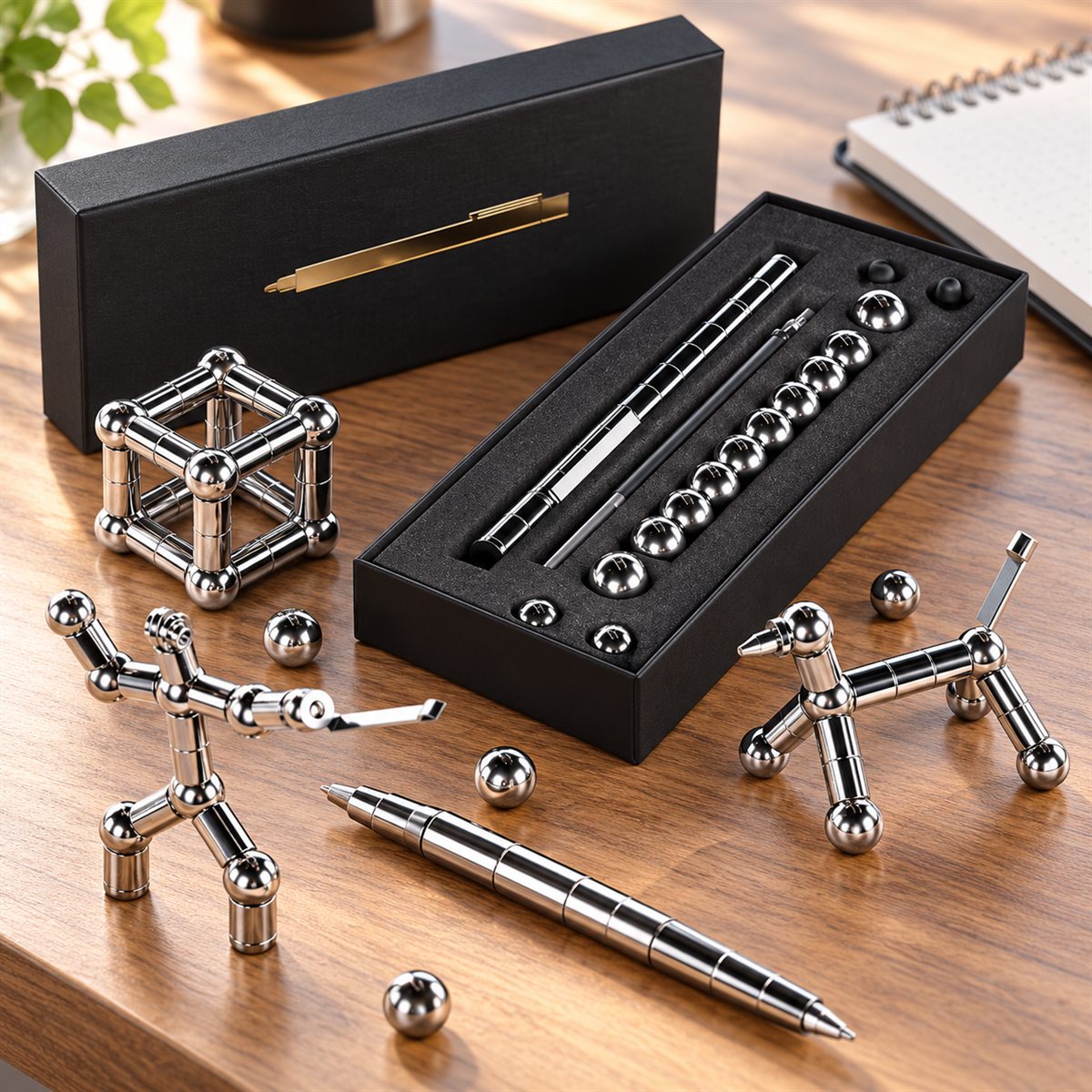 Fidget Pen Penna magnetica (13 anelli, 12 palline) Ricarica sostituibile per Gravity Pen