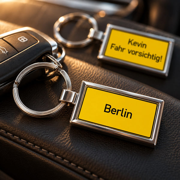 Keychain town sign town sign license plate