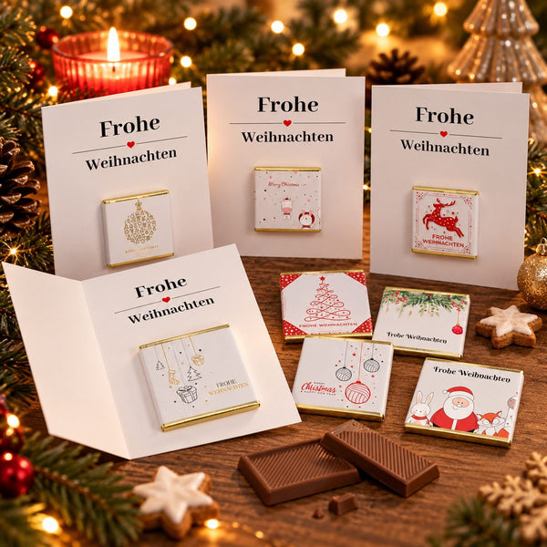 Weihnachtskarten mit Schokolade (8 Stück)