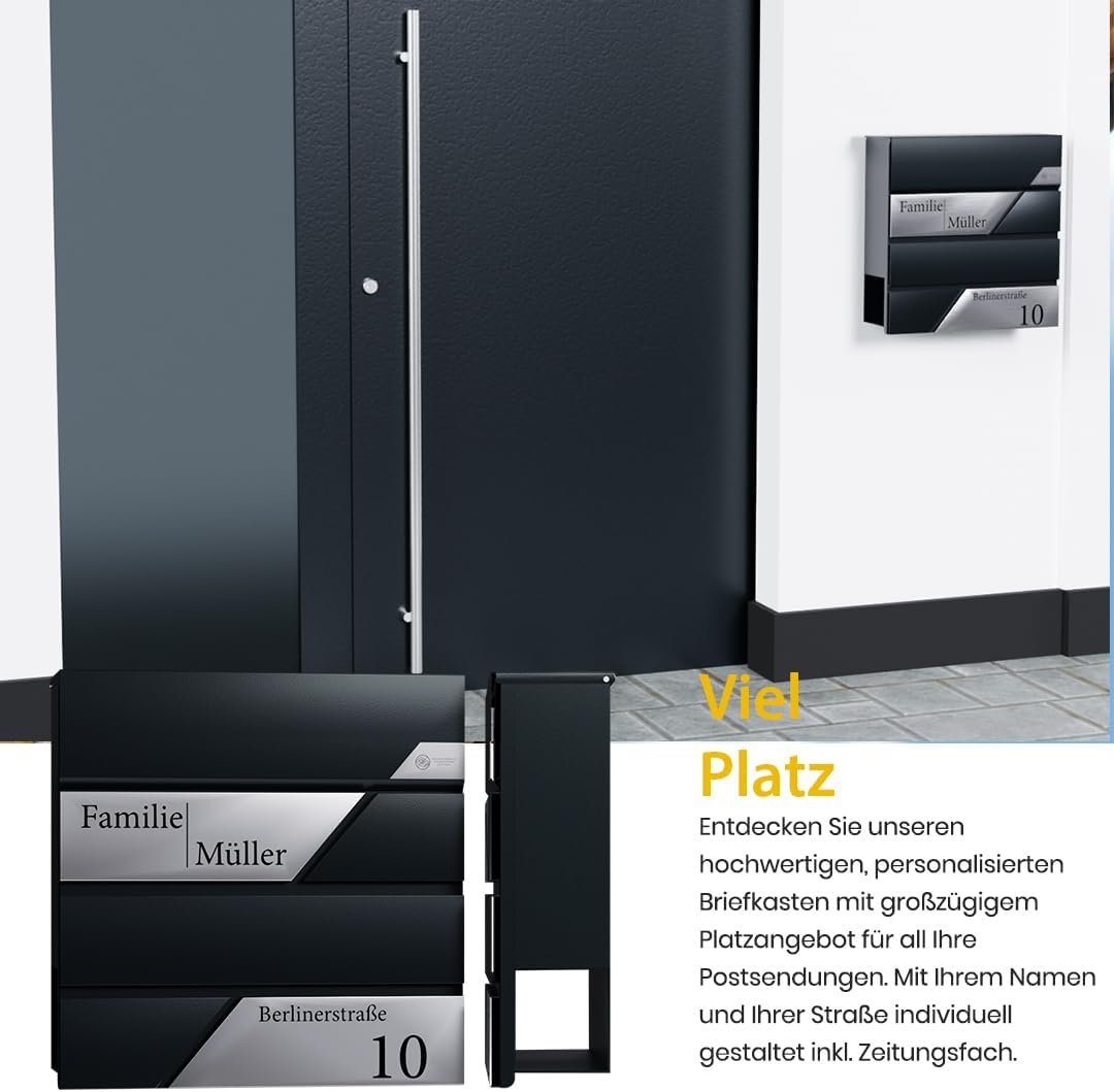 Ersatzplatte für Premium Briefkasten mit Zeitungsfach Anthrazit