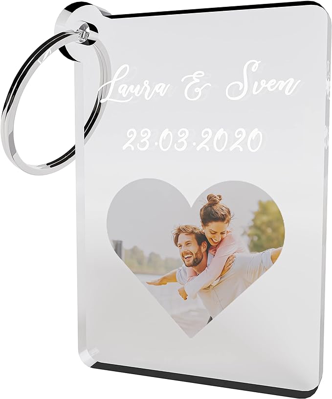 Foto Schlüsselanhänger Personalisiert mit eigenm Foto und Wunschtext Acrylglas