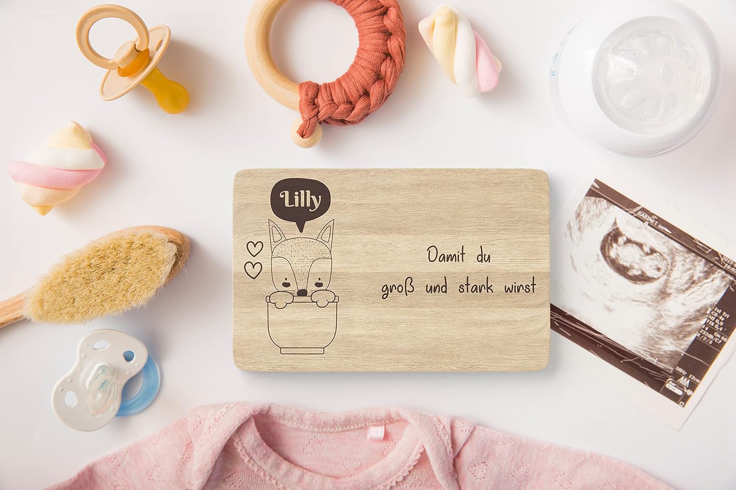 Children's breakfast board can be personalized with a name