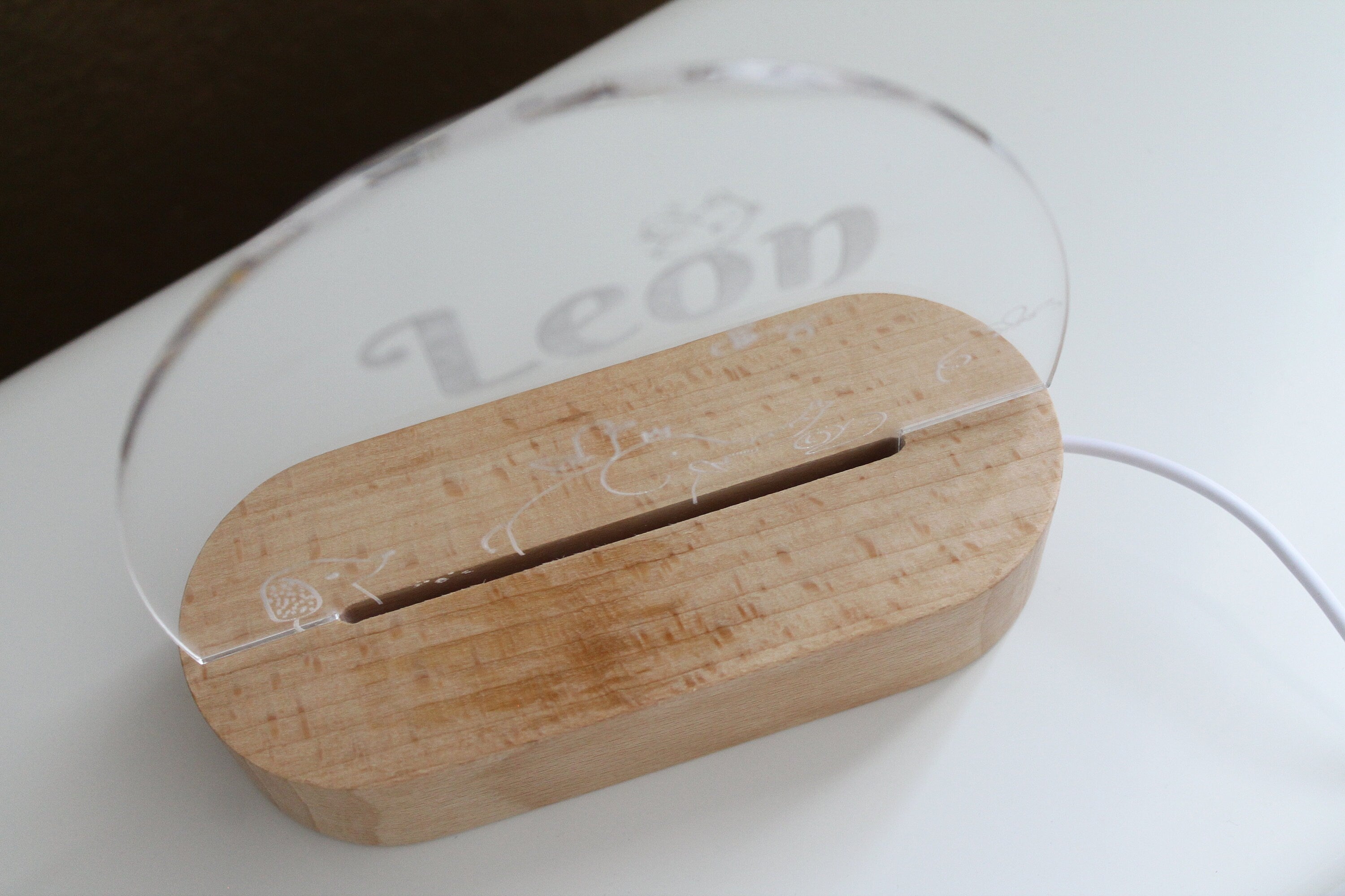 Nachtlicht Kinder Baby Personalisiert Acryl Gravur 1 mit Name und Datum