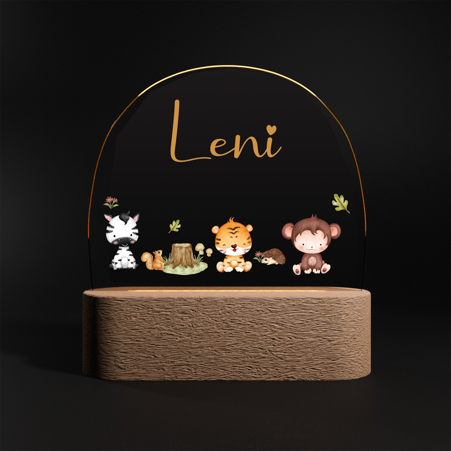Nachtlicht Kinder Baby Personalisiert Acryl Tiere 1 mit Name und Datum