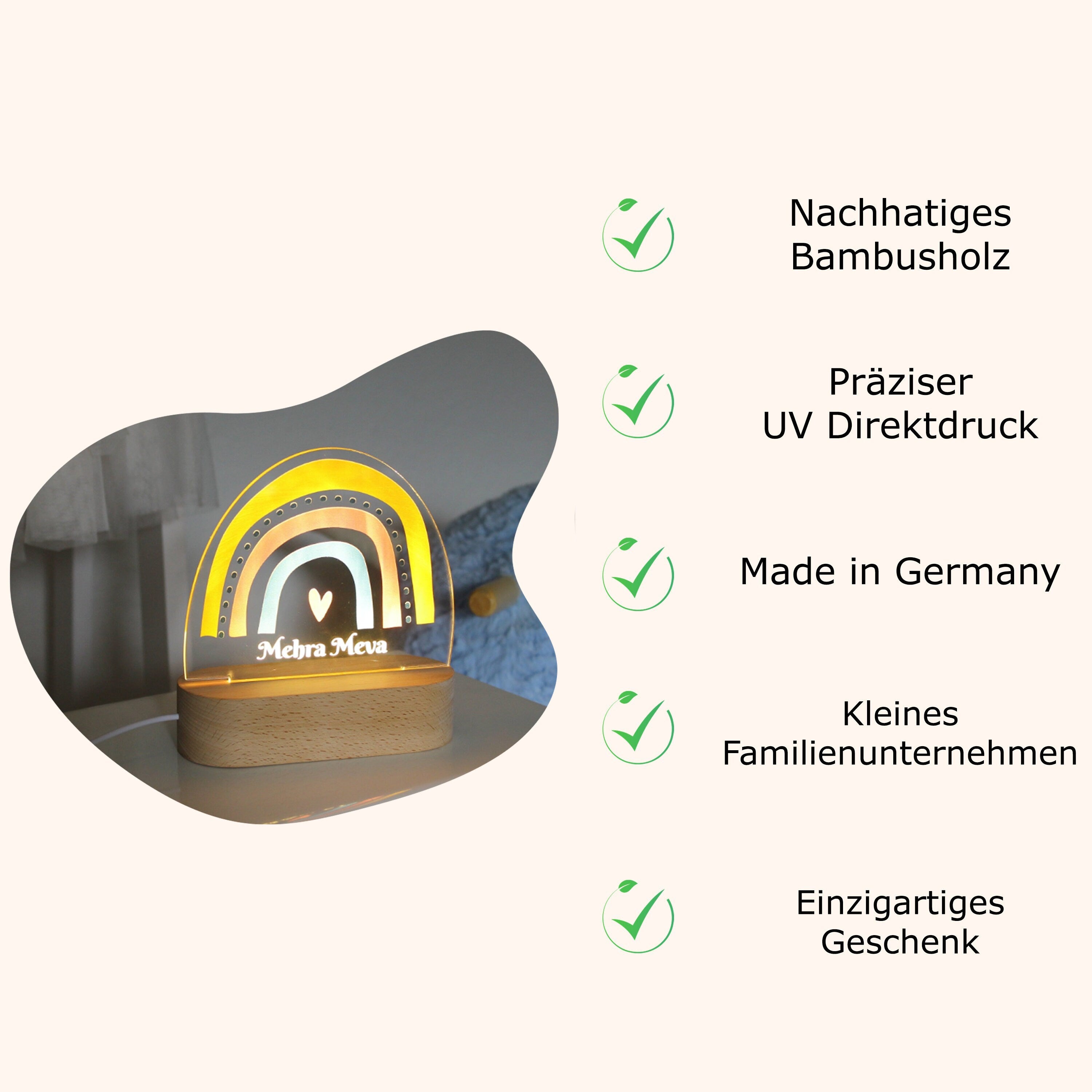 Nachtlicht Kinder Baby Personalisiert Acryl Tiere 1 mit Name und Datum