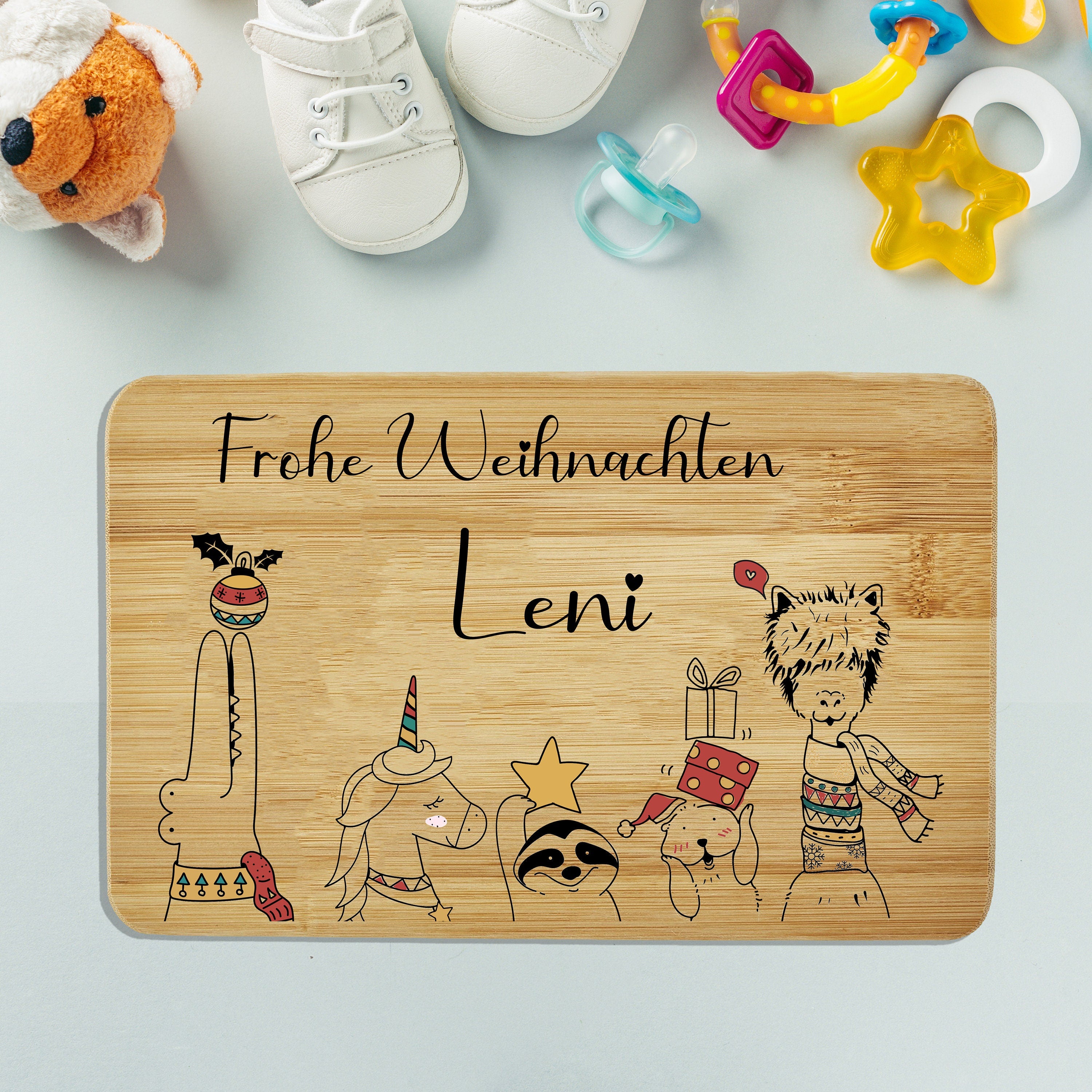 Frühstücksbrettchen personalisiert Kinder Geschenk 1. Geburtstag Geschenkidee Weihnachten Holzbrett