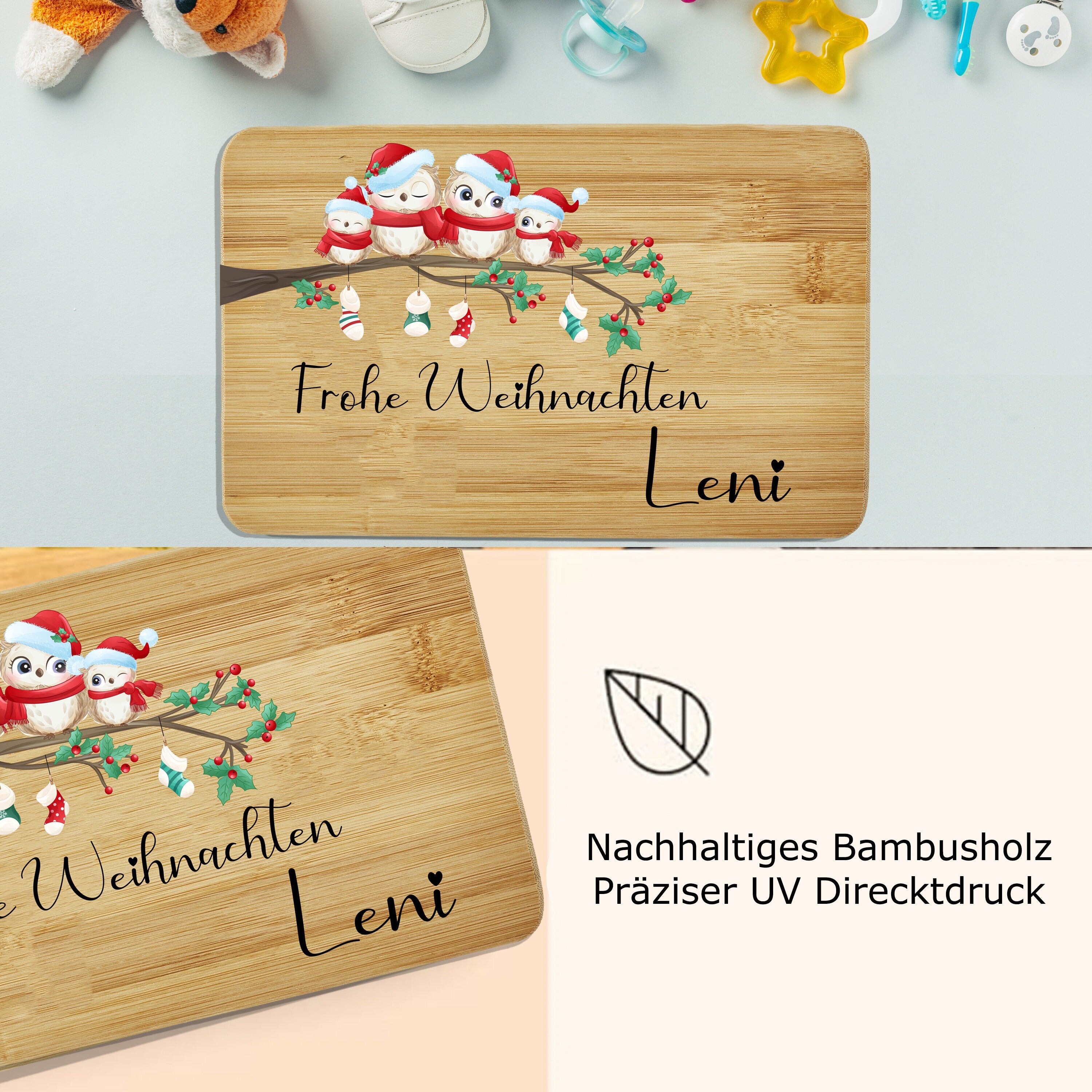 Frühstücksbrettchen personalisiert Kinder Geschenk 1. Geburtstag Geschenkidee Weihnachten Holzbrett