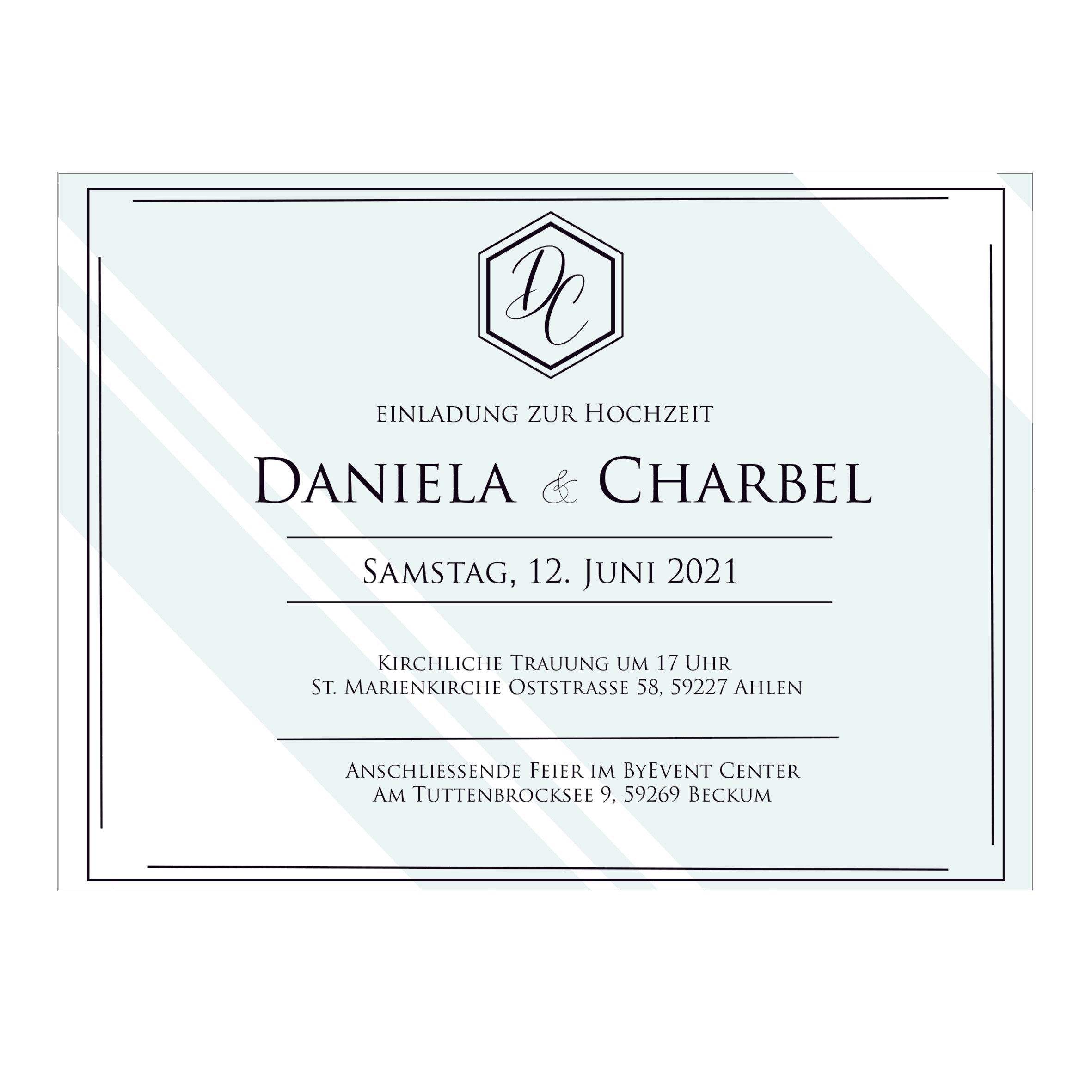 Modell 2 - Einladungskarten aus Acrylglas personalisierbar - Plexiglasscheiben für Hochzeitseinladung