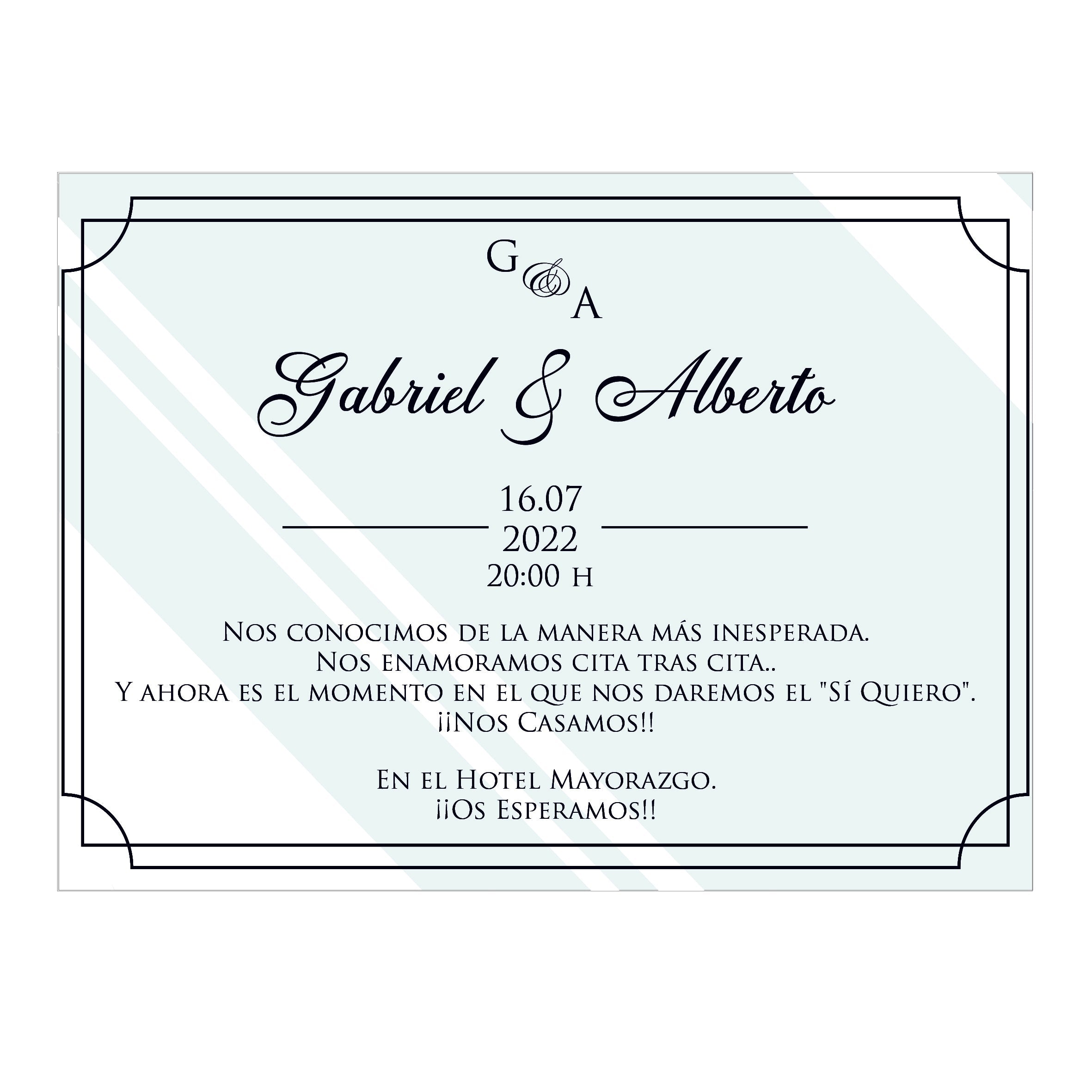 Modell 1 - Einladungskarten aus Acrylglas personalisierbar - Plexiglasscheiben für Hochzeitseinladung