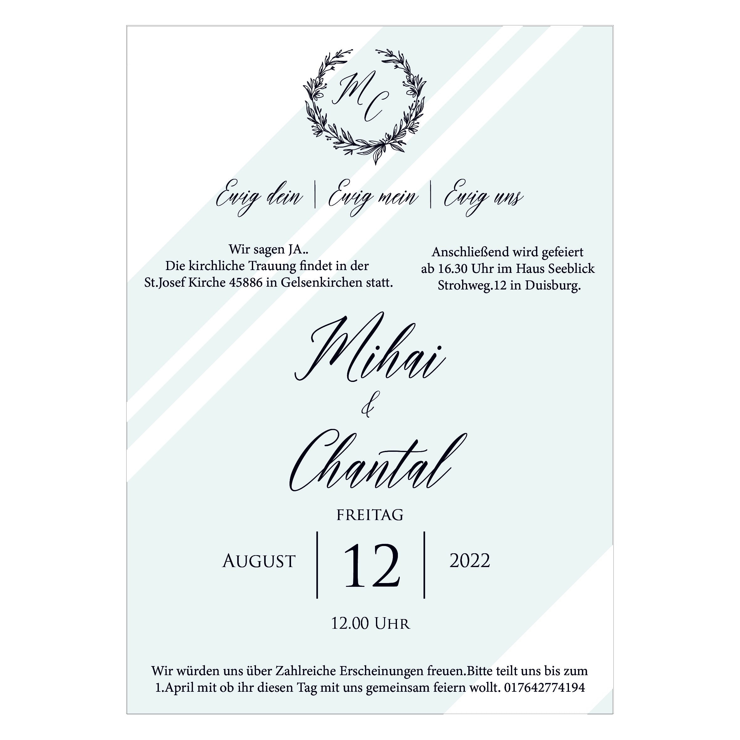 Modell 6 - Einladungskarten aus Acrylglas personalisierbar - Plexiglasscheiben für Hochzeitseinladung