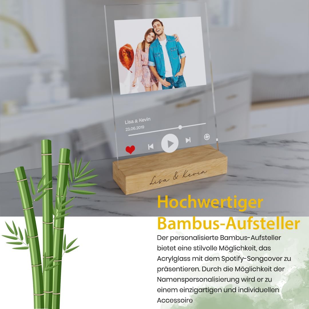Song Cover Glas Foto aus Acrylglas - personalisiertes Spotify Glas mit Name & Bild