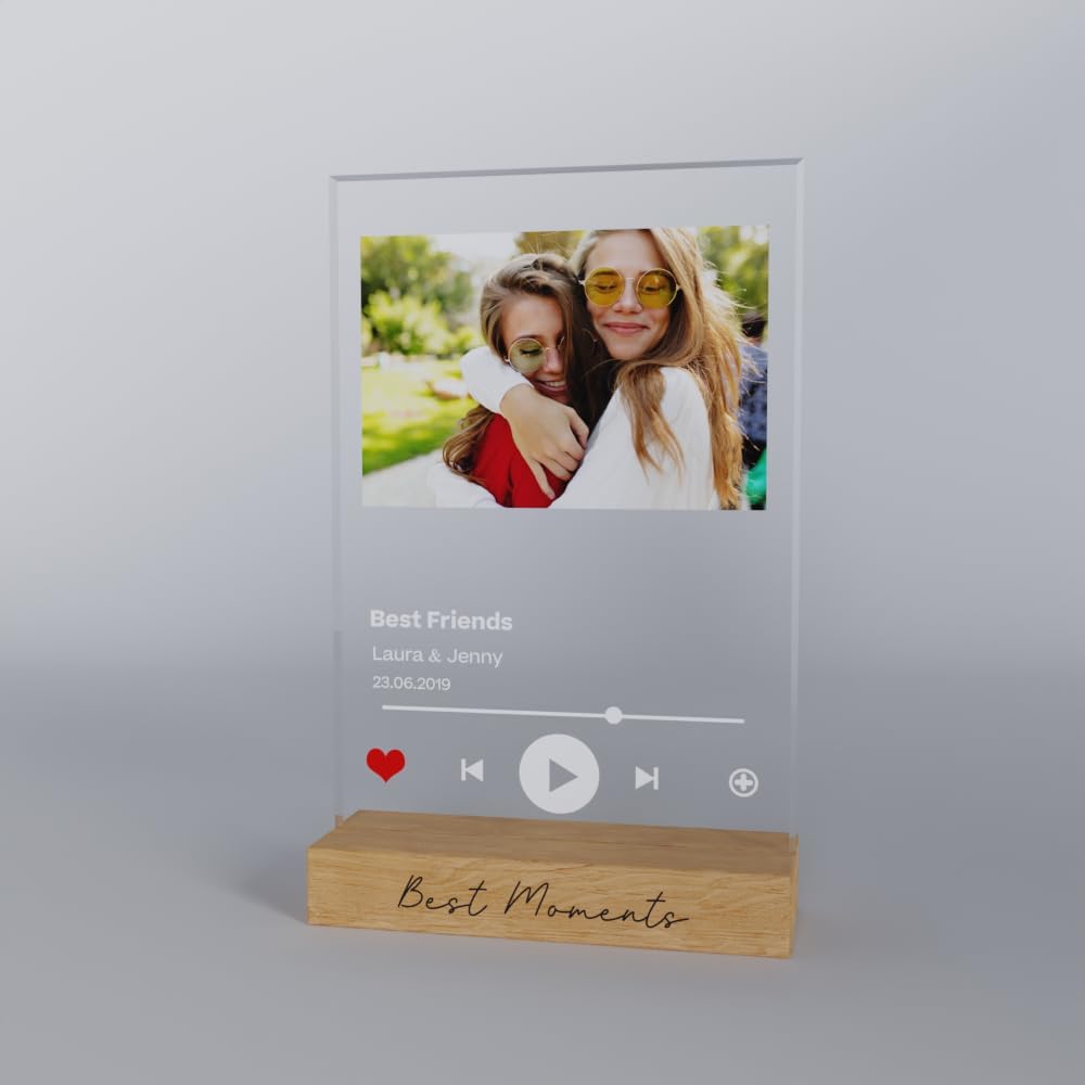 Song Cover Glas Foto aus Acrylglas - personalisiertes Spotify Glas mit Name & Bild