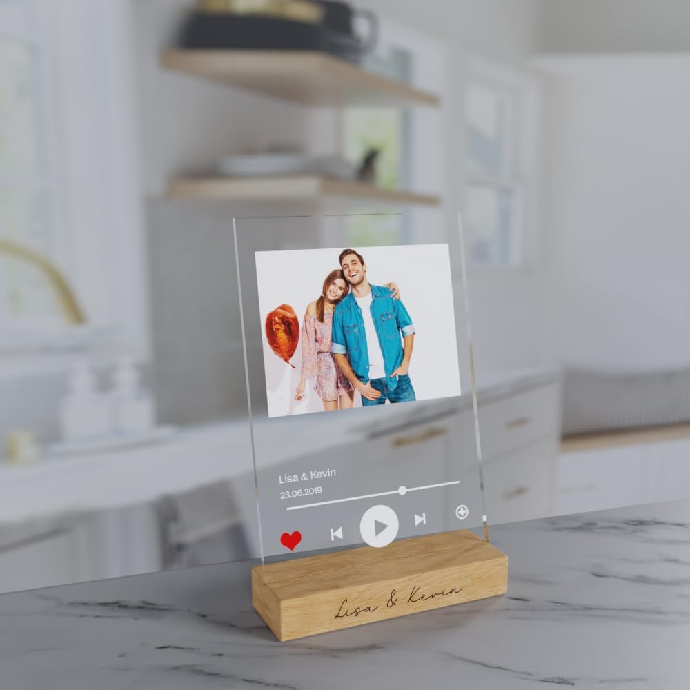 Song Cover Glas Foto aus Acrylglas - personalisiertes Spotify Glas mit Name & Bild