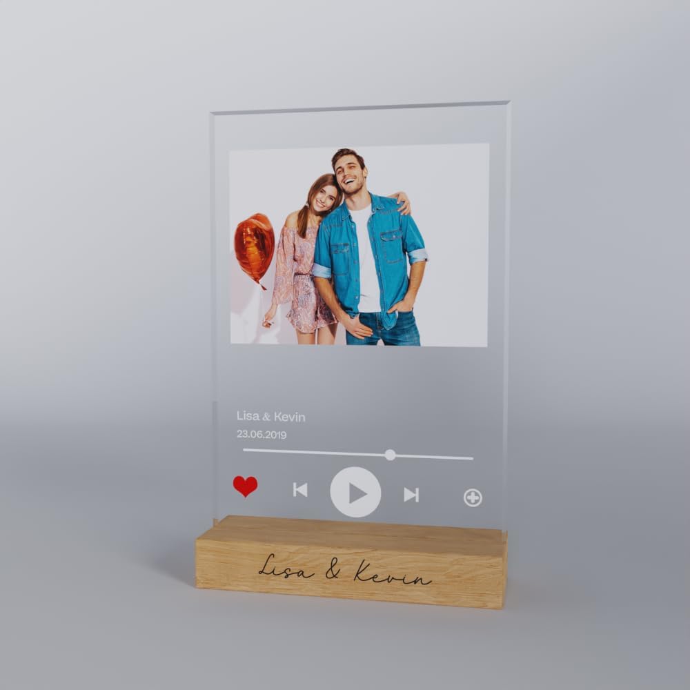 Song Cover Glas Foto aus Acrylglas - personalisiertes Spotify Glas mit Name & Bild