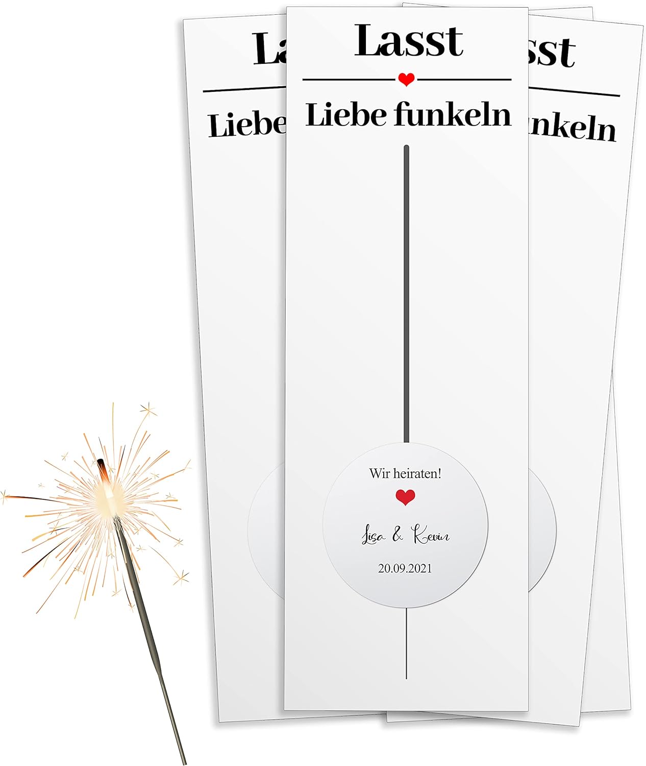Wunderkerzenset inkl. personalisierte Sticker 20 Stk. - Hochzeitsdeko