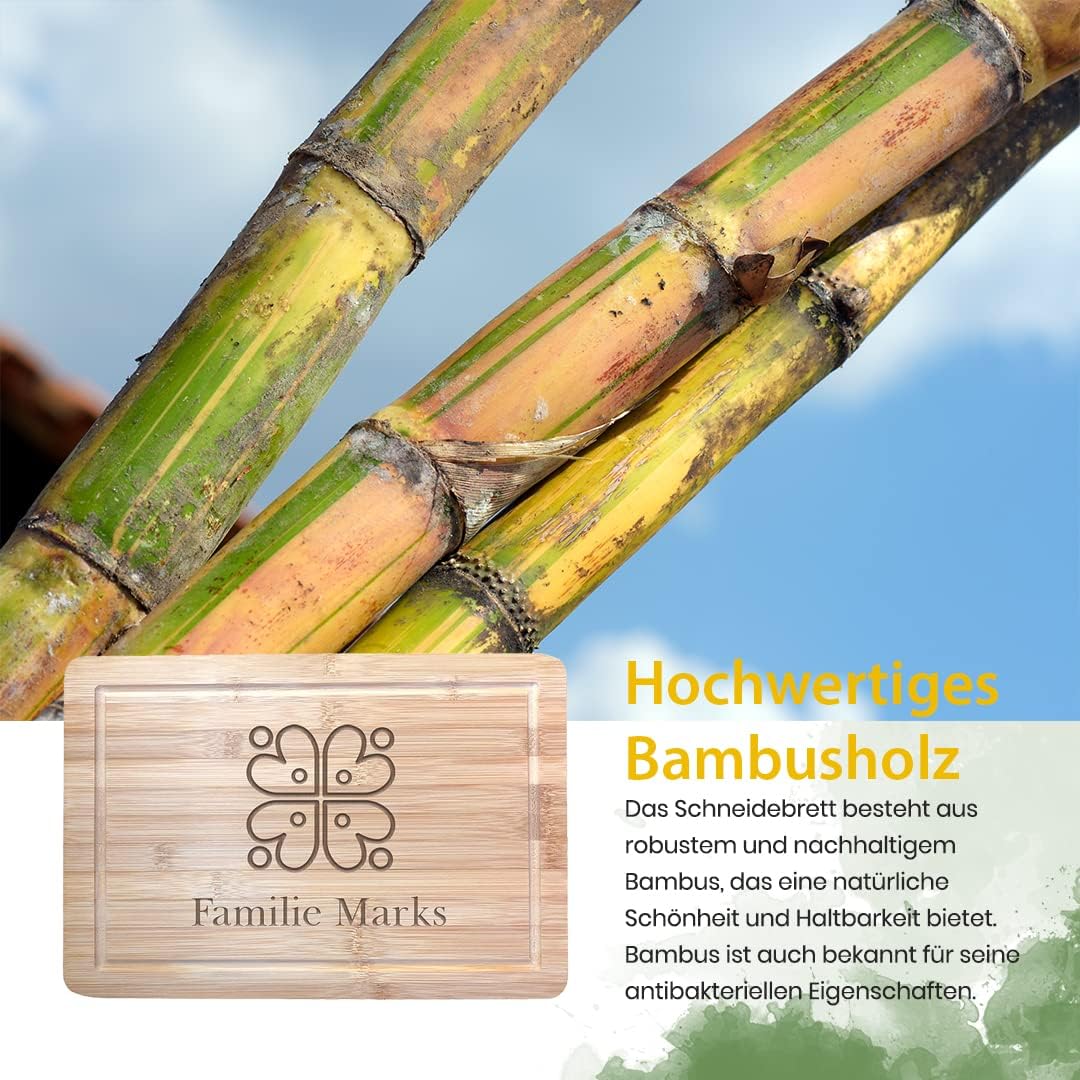 Küchenbrett aus Bambus mit Gravur - Bambus Schneidebrett mit Motiv 36x26x2