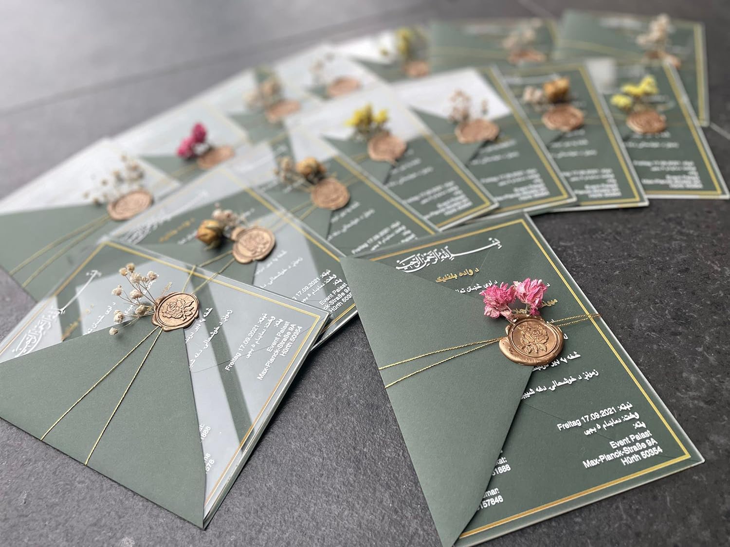 Modell 1 - Einladungskarten aus Acrylglas personalisierbar - Plexiglasscheiben für Hochzeitseinladung