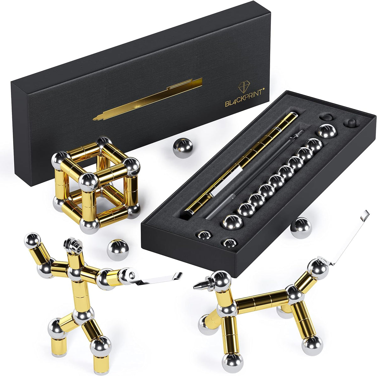 Fidget Pen Penna magnetica (13 anelli, 12 palline) Ricarica sostituibile per Gravity Pen