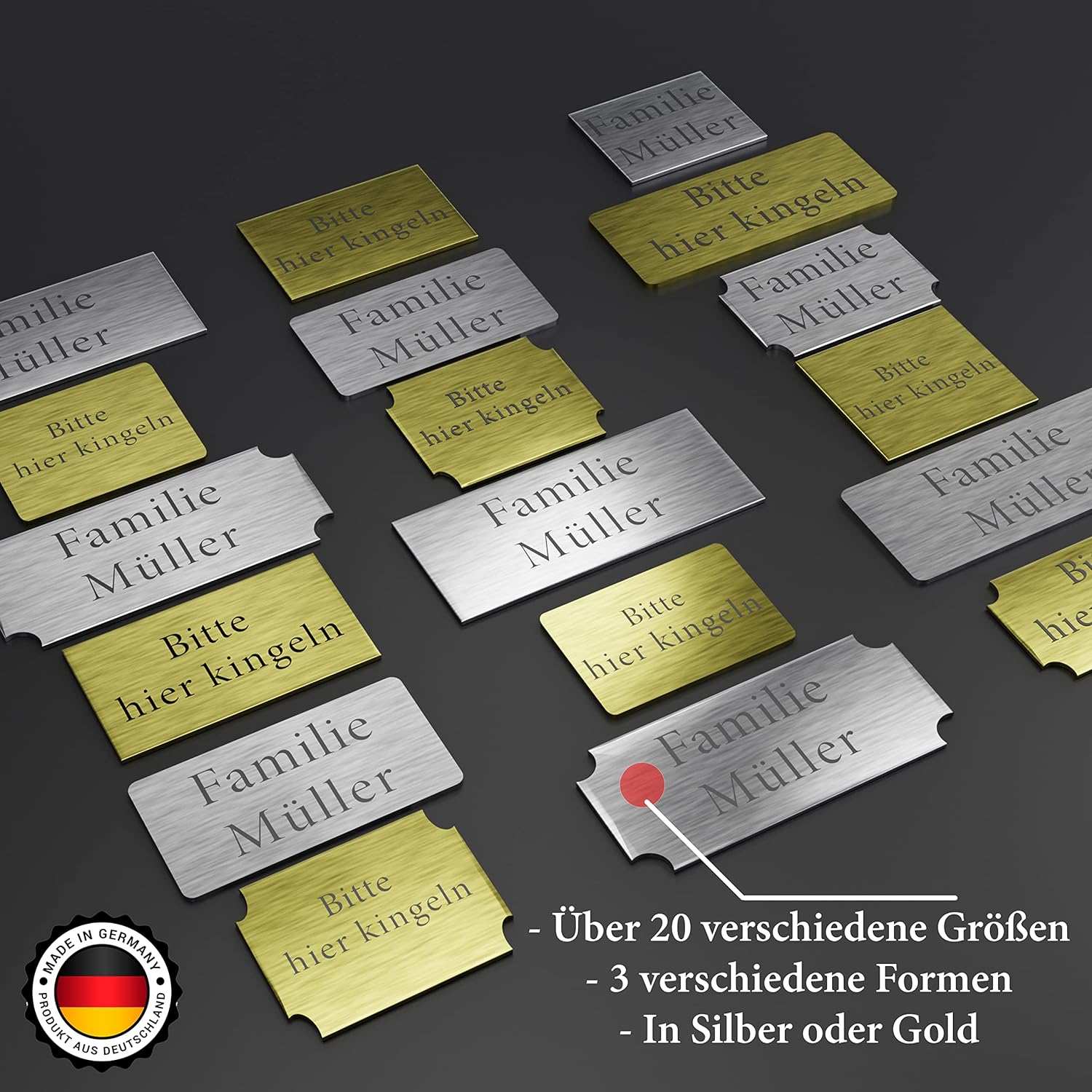 2x Klingelschild selbstklebend Briefkastenschild - Briefkasten Namensschild