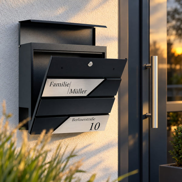Premium mailbox with newspaper compartment anthracite