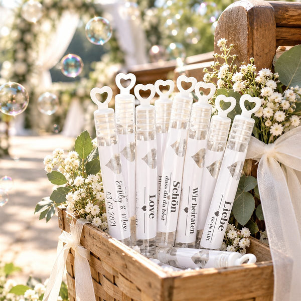 Set of 24 customizable soap bubble tubes