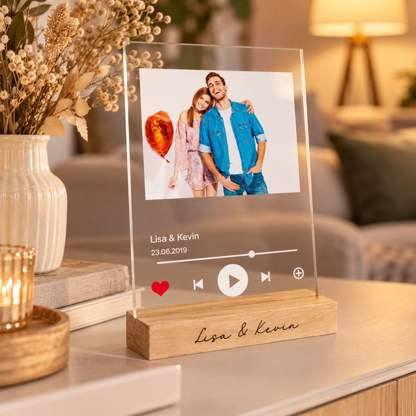 Song-Cover-Glas mit Foto & Namen