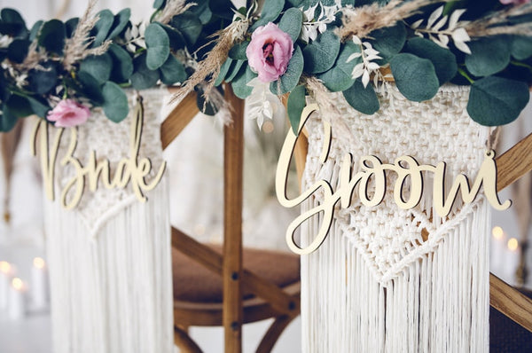Wedding signs, chair signs, chair pendant chair sign, wedding decoration bride and groom set (2 pieces) wedding decoration, table decoration
