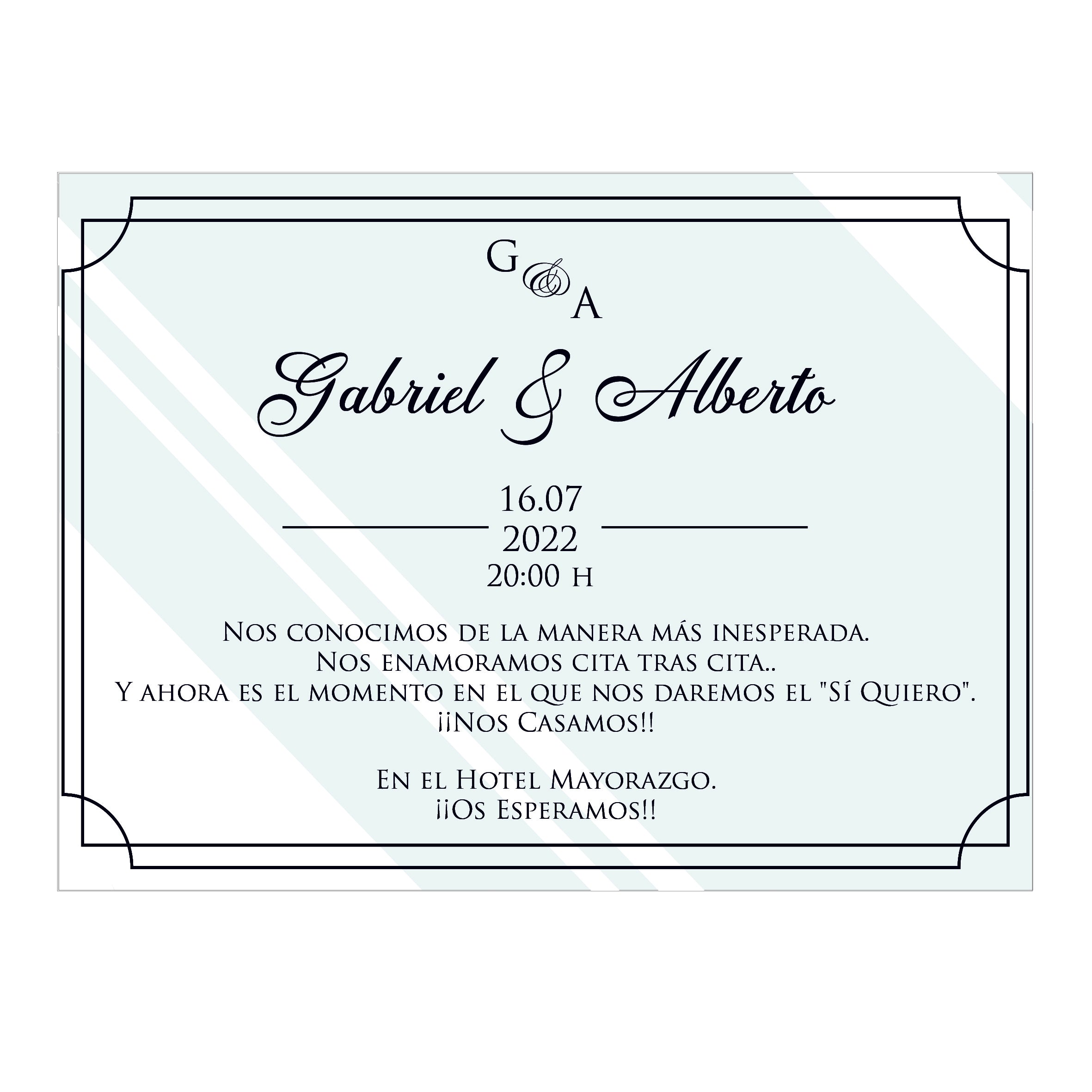 Modell 5 - Einladungskarten aus Acrylglas personalisierbar - Plexiglasscheiben für Hochzeitseinladung