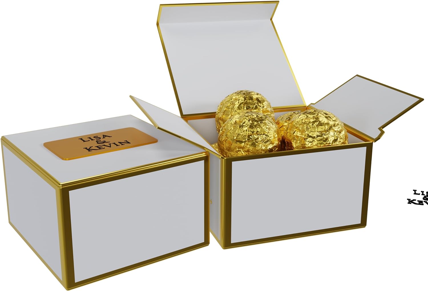 10x Gastgeschenk Boxen personalisiert mit Goldplättchen