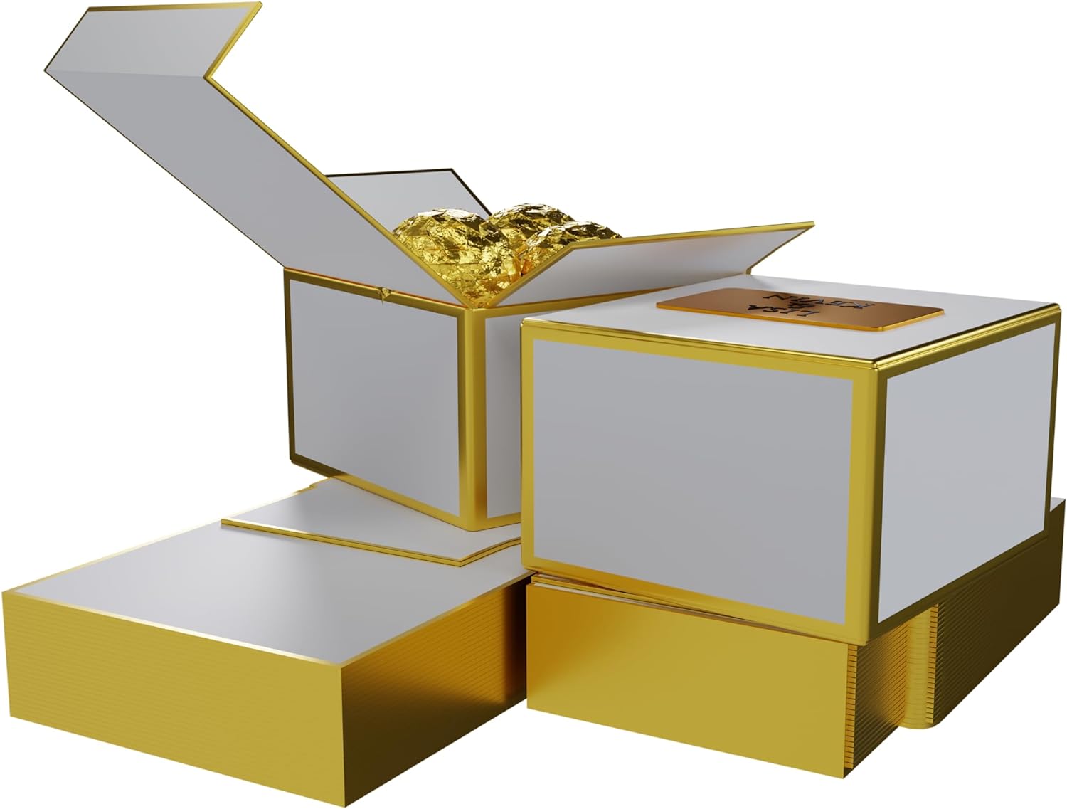 10x Gastgeschenk Boxen personalisiert mit Goldplättchen