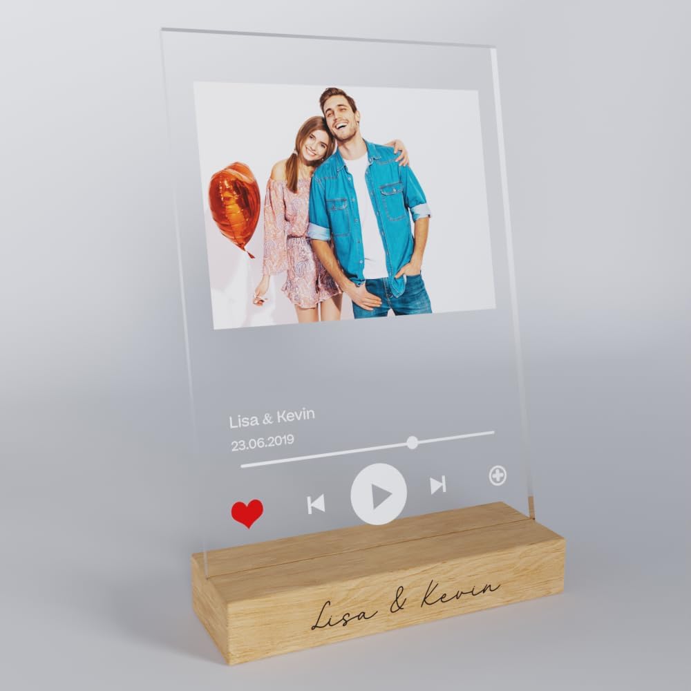 Song Cover Glas Foto aus Acrylglas - personalisiertes Spotify Glas mit Name & Bild